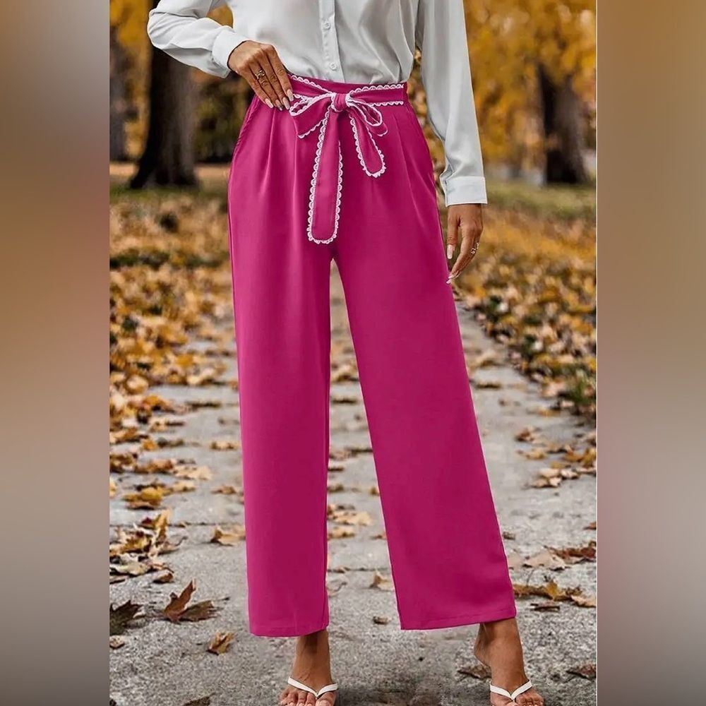 Chic Fuchsia Wide Leg Women's Pants